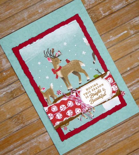 Reindeer & Birds card - Stamping Inkspirations Blog Hop - Crafty-rootes Reindeer Days Dsp, Christmas Means More Stampin Up Cards, Reindeer Days Dsp Stampin Up Cards, Stampin Up Reindeer Days Dsp, Celebrate With Tags Stampin Up Cards, Tags Stampin Up, Christmas Easy, Reindeer Card, Card Stamping