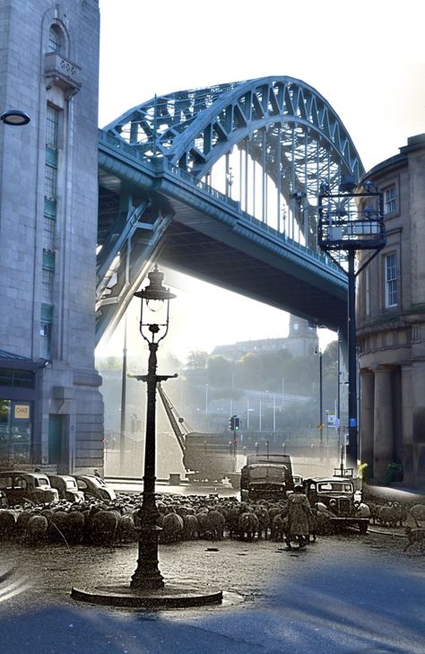 Ghosts of Tyneside's past, time travel photography, newcastle old and new, old and new photos, time travel photos, time travel Gateshead Millennium Bridge, Newcastle Quayside, Tyne Bridge, Newcastle Gateshead, Newcastle England, England History, Durham City, Newcastle United Fc, England Photography