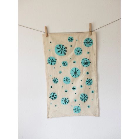 Tea Towel - Winter Snowflake | Faire.com Winter Tea, Winter Snowflakes, Hand Screen Printed, Crafty Projects, Tea Towel, Retro Inspired, Tea Towels, Towels, Screen Printing