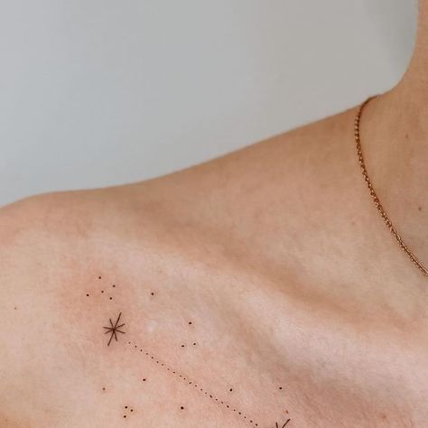 allie sorenson | vibe tattoo utah on Instagram: "pretty & dainty aries constellation 🌌 

appointment type: tiny tattoo 

•
•
•

#utahtattooartist #finelinetattooartist #finelinetattoos #womenstattoos #trendytattoos #tiktok #tattok #tattooideas #tattooinspo #utahtattoostudio #vibetattooutah #microinfluencer #minimalistictattoo #contentcreator #instagramgrowth #tattooinfluencer #explore #explorepage #tattoogoals #constellationtattoo #ariesconstellationtattoo #daintytattoos" Aries Constellation Tattoo, Aries Constellation, Tiny Tattoo, Constellation Tattoos, Dainty Tattoos, Fine Line Tattoos, Trendy Tattoos, Instagram Growth, Minimalist Tattoo