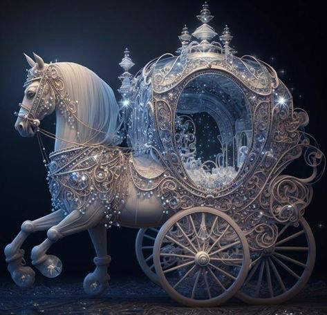 Magical Stuff, Bureau Decor, Cinderella Pumpkin, Fantasy Furniture, Pumpkin Carriage, Rhinestone Art, Horse Drawn, White Horse, Hand Crafted Gifts