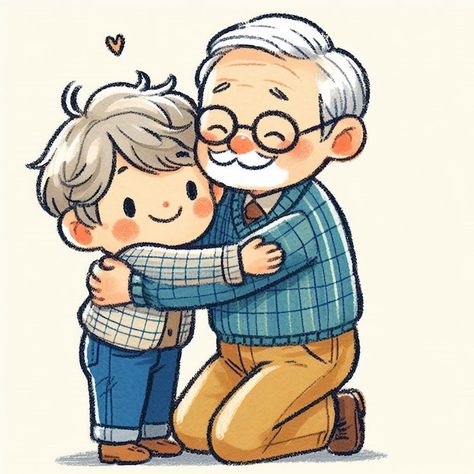 Photo a drawing of grandfather on his kn... | Premium Photo #Freepik #photo Drawings For Grandfather, Grandfather Drawing, Grandpa Drawing, Grandfather Cartoon, Grandkids Pictures, Cute Cartoon Quotes, Sleeping Drawing, On His Knees, Boy Sketch