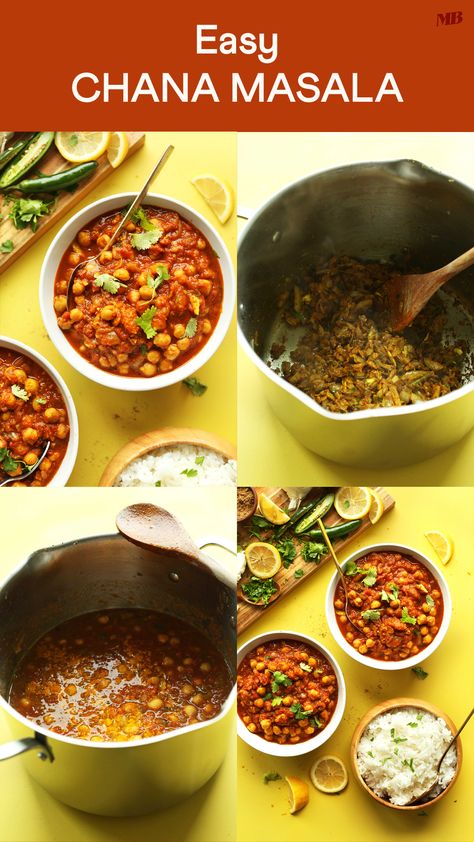 30 minute, 1-pot chana masala with green chili, cilantro, and garam masala. Easy to make, extremely flavorful, and satisfying. A healthy, plant-based meal. Bean Dishes, Minimalist Baker, Chicken Crockpot, Single Recipes, Small Food Processor, Green Chili, Curry Chicken Recipes, Vegetarian Food, Pot Meals