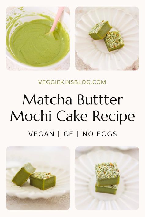 One of my favorite healthy no egg desserts is matcha butter mochi cake! If you follow me you'll know that I love matcha, so of course I had to make it into a dessert. Not only is this gluten-free dessert recipe easy to make, but it's also vegan, too. Butter Mochi Cake Recipe, Gluten Free Recipes Easy Dessert, Coconut Milk Matcha, Butter Mochi Cake, Cake With Coconut Milk, Vegan Cake Frosting, Matcha Butter, Matcha Dessert Recipes, Sweet Matcha