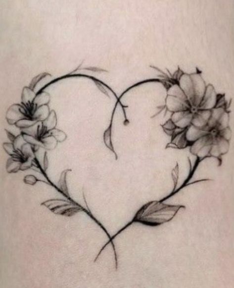 Floral Thigh Tattoos, Flower Tattoo Ideas, Neck Tattoos Women, Silhouette Tattoos, Vine Tattoos, Heart Drawing, Tattoos For Daughters, Sister Tattoos, Book Drawing