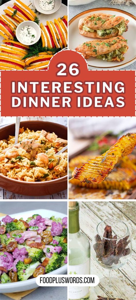 Check out these varied food recipes: easy dinners, tasty sweet treats, veg options, and flavorful chicken dishes. Whether you prefer healthier choices or a bit of spice, these recipes have you covered. They're straightforward, bringing a fresh touch to your meals without any hassle. Enjoy a mix of flavors without making things complicated in your kitchen. Unique Recipe Ideas, Interesting Recipes, Fun Dinners, Chicken Flavors, Food Words, Unique Recipes, Interesting Food Recipes, Healthy Choices, Rice Recipes