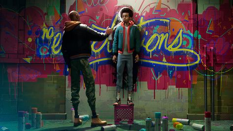 In Into the Spiderverse Uncle Aaron knows of the graffiti site because he said he did engineering work down there. The site is right next to the initial reactor site where Prowler had previously been. Miles Morales Spiderman, Into The Spider Verse, Spiderman Spider, Spiderman Movie, Image Film, Verse Art, Seni Cat Air, Man Thing Marvel, The Spider