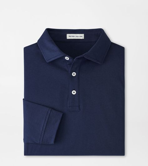 Pilot Mill Long-Sleeve Polo | Men's Polo Shirts | Peter Millar Polo Classic, Golf Clothing, Tailored Design, Peter Millar, Cotton Polo, Long Sleeve Polo, Golf Outfit, Mens Polo Shirts, Polo Shirts