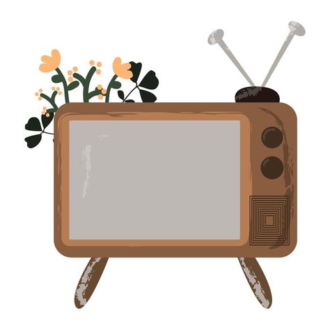 Tv Illustration Art, Old Television Drawing, Television Drawing Illustration, Vintage Tv Drawing, Vintage Television Illustration, Cute Tv Drawing, Old Tv Illustration, Retro Tv Drawing, Television Art