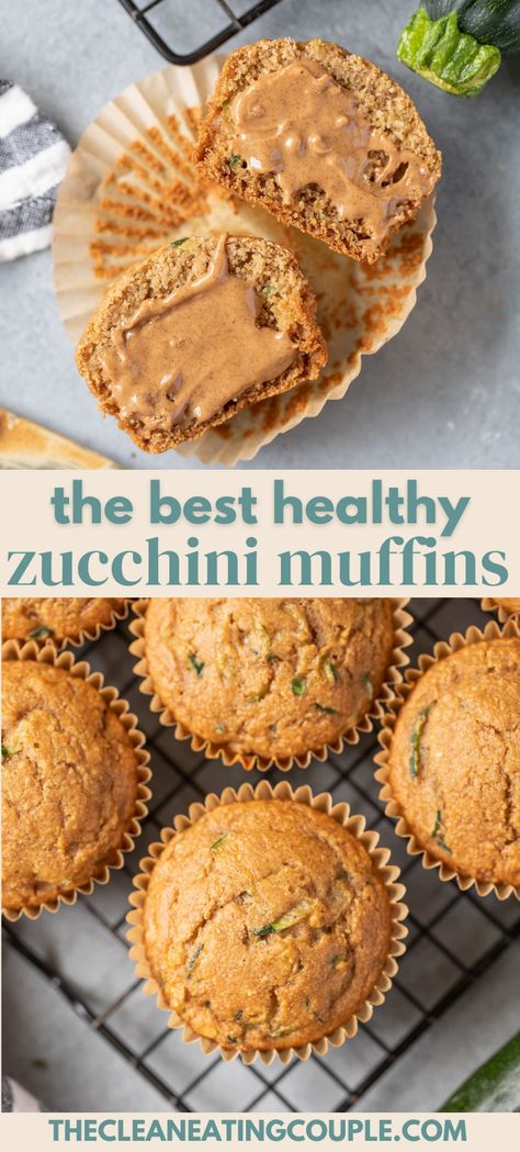 The Best Healthy Zucchini Muffins Recipe that is easy to make and yummy! Gluten free, moist and fluffy - these are perfect zucchini bread muffins! Made with no sugar, these clean eating muffins are absolutely delicious and perfect if you add some chocolate! Healthy Protein Zucchini Muffins, Cottage Cheese Zucchini Muffins, Healthy Zucchini Recipes Baking, Healthy Muffins Clean Eating, Sugar Free Zucchini Muffins, Zucchini Protein Muffins, Healthy Zucchini Muffins, Clean Eating Muffins, Gluten Free Zucchini Muffins