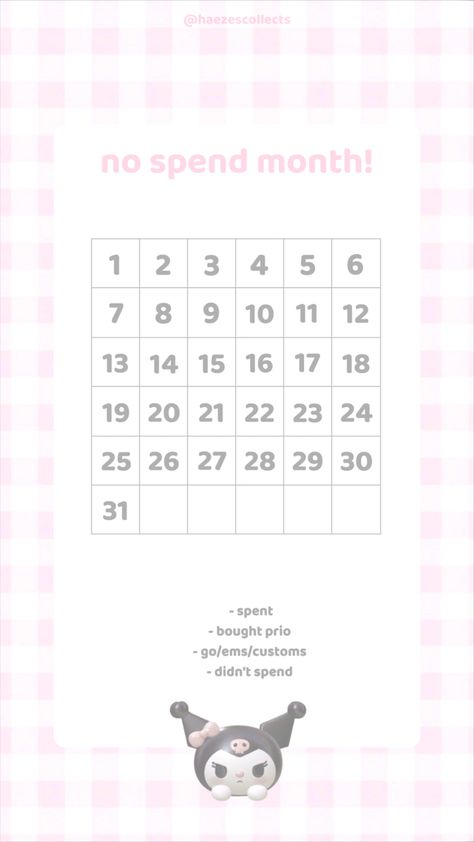 No dpend calender template No Spend Template, Kpop Address Template, Buying Ban Template Kpop, Who I Collect Template Kpop, Buying Ban Tracker Template Kpop, Kpop Freebies Template, No Spending Month Template, Kpop Wishlist Template Aesthetic, No Spend Month Template