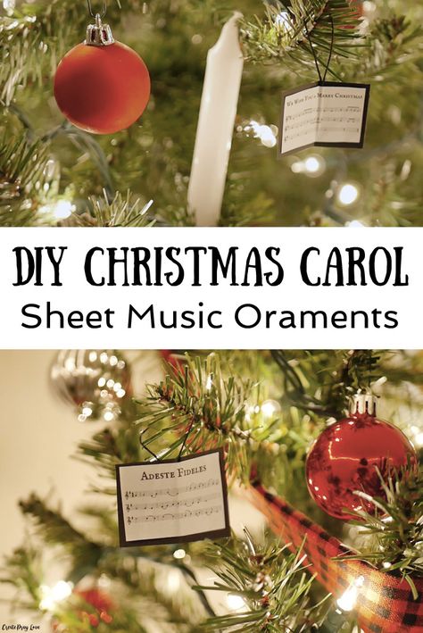 DIY Christmas Carol Sheet Music Ornaments Christmas Carol Themed Gifts, Christmas Carols Decorations, Christmas Carol Themed Tree, A Christmas Carol Party Theme, A Christmas Carol Decorations, Red Buffalo Check Christmas Tree, Christmas Carol Decorations, Dickensian Christmas, A Christmas Carol Themes