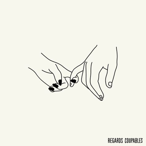 Regards Coupables on Twitter: "Love is still at your ... Tato Flash, Image Couple, Minimalist Drawing, 背景 シンプル, Sweater Collection, Hand Holding, A Drawing, Blackwork, Line Drawing