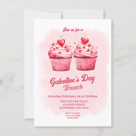 $2.50 | Galentine's Palentine's Day Cupcake Heart Brunch #galentines day, valentines day, brunch, heart shaped, valentines day with friends, palentines day, breakfast, watercolor, cupcake, pink Valentines Day With Friends, Brunch Watercolor, Breakfast Watercolor, Valentines Day Brunch, Cupcake Heart, Watercolor Cupcake, Cupcake Pink, Heart Shaped Valentines, Galentines Day