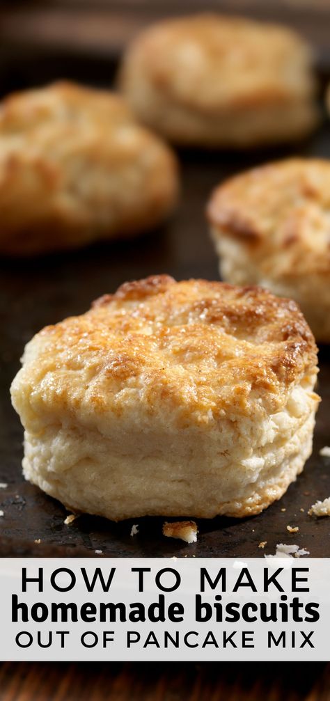 How to Make Homemade Biscuits out of Pancake Mix - Yes! It's true! You can make homemade biscuits with just 3 ingredients, one of which is your favorite Pancake Mix! Pancake Mix Biscuits, Hungry Jack Pancakes, Pancake Mix Uses, Krusteaz Pancake Mix, Angel Biscuits, Drop Biscuits Recipe, Easy Homemade Biscuits, Pancake Mix Recipe, Make Biscuits