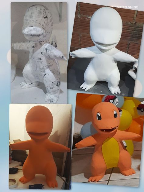 Pokémon papietagem Diy Tie Dye Techniques, Paper Mache Animals, Piñata Ideas, Foam Art, Pokemon Craft, Sculpture Techniques, Harry Potter Halloween, Paper Mache Art, Paper Mache Crafts