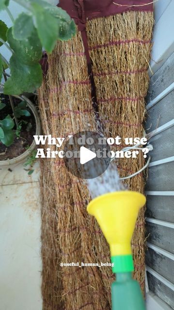 Thankam Kumaran on Instagram: "Why I do not use Air conditioner?  Air conditioners help cool indoor spaces by expelling hot air and greenhouse gases   keeping a loop of hot air  If you stand outside your room where AC expels heat you will not be able to tolerate the heat expelled by AC .   We all are burning the planet And are asking why temperatures are rising.  Hence, I chose to use the natural way of cooling my home and body. Be the change you want to see  Using khus curtains(for dry climate )to make the weather tolerable,adding green covers around and protecting the trees around. Ventilation is highly important.   Eating seasonal food, wear loose, cotton clothes also try pranayama that help cooling body for more details  Remember when we take many small steps for cooling we see the eff Air Conditioner Cover Indoor, Natural Air Conditioner, Water Curtain, Air Conditioner Cover, Eat Seasonal, Humid Weather, Edible Landscaping, Small Steps, Natural Ventilation