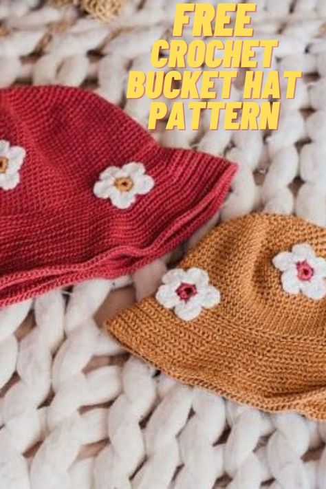 Retro Crochet Patterns, Free Crochet Bucket Hat, Crochet Bucket Hat Pattern, Flower Bucket Hat, Bucket Hat Pattern, Retro Hat, Cozy Crochet Patterns, Retro Hats, Crochet Frog