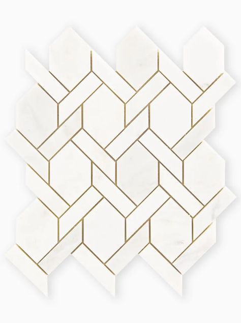 White Marble Mosaic, Wet Room Flooring, Chevron Tile, Gold Tile, Bathroom Shower Walls, White Marble Tiles, Kitchen Backsplash Designs, Hexagonal Mosaic, Tile Inspiration