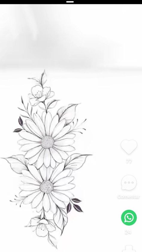 Daisy Tattoo Stencil, Daisy Tattoo Outline, Daisy Sweet Pea Tattoo, Simple Thigh Tattoos Women, Sweat Pea Tattoo, Serious Tattoos, Thigh Tattoo Simple, Pretty Flower Drawing, Aster Flower Tattoo