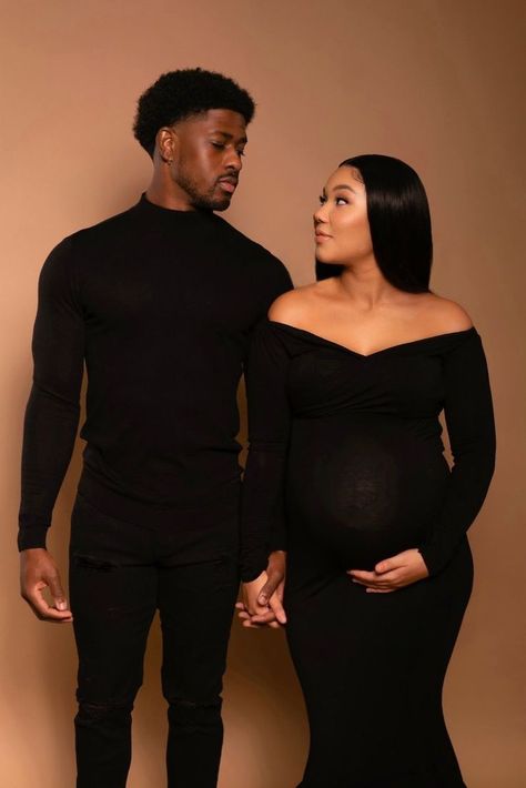 “She who is brave is free.” Studio Maternity Shoot Black Couple, Maternity Studio Photoshoot Couple Poses, Maternity Photography Poses Black Couple, Maternity Photos Black Couples, Maternity Photo Shoot Ideas Couples Black, Black Maternity Dress Photoshoot Couple, Black Love Maternity Shoot, All Black Maternity Shoot Black Couple, Maternity Photo Shoot Ideas Black Dress