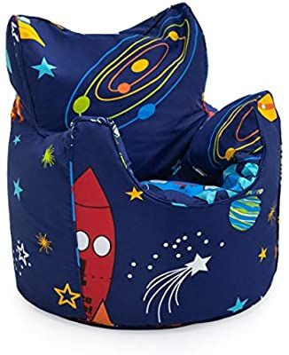 Ready Steady Bed Childrens Filled Bean Chair Space Boy: Amazon.co.uk: Kitchen & Home Toddler Bean Bag Chair, Rocket Chair, Toddler Bean Bag, Toddler Armchair, Print Armchair, Childrens Bean Bags, Bean Chair, Kids Armchair, Space Boy