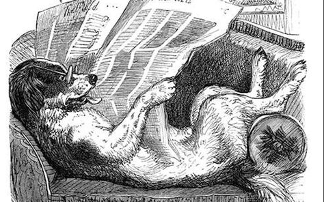 This database of old book illustrations is the Good Internet. | Literary Hub Old Book Illustration, Old Book Illustrations, Dog Reading, Reading The Newspaper, Old Mother Hubbard, Walter Crane, John Tenniel, Story People, The Newspaper