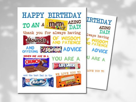 Dad Birthday Candy Poster Printable Party Decor Happy Birthday Dad Candy Gram Sign Birthday Candy Sign Funny Birthday Gift for Dad from Kids 21st Birthday Candy Poster, Birthday Candy Grams, Birthday Candy Poster, Retirement Candy, Candy Bar Poster, Gift For Dad From Kids, Candy Bar Posters, Bible Crafts Sunday School, Candy Bar Birthday