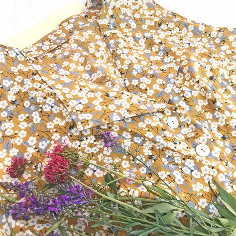 Liberty Dress in Mitsi Mustard - Alice Caroline - Liberty fabric, patterns, kits and more - Liberty of London fabric online Crete Holiday, Cherry Blossom Japan, Sewing Magazines, Liberty Of London Fabric, Sewing Bee, Sakura Cherry Blossom, Liberty Of London, Liberty Fabric, Fabric Online