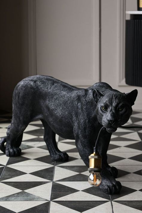 Black Panther Floor Lamp Floor Lamps Uk, Quirky Table Lamp, Table Lamps Uk, Wood Ceiling Lamp, Steampunk Wall, Animal Lamp, The Black Panther, Large Floor Lamp, Unique Floor Lamps