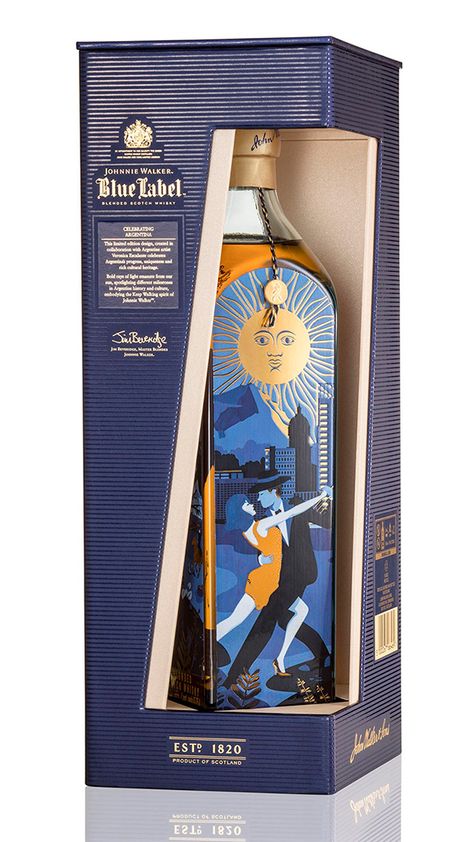 Premium Gift Box Design, Memphis Design Pattern, Johnnie Walker Blue Label, Whisky Packaging, Vodka Labels, Johnny Walker Blue Label, Johnnie Walker Blue, Liquor Gifts, Whiskey Label