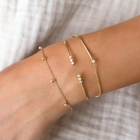 Open Cuff Bracelet, Bracelets Gold Diamond, Popular Jewelry, Women's Jewelry And Accessories, Cute Bracelets, Girly Jewelry, Bezel Diamond, Simple Jewelry, Dainty Jewelry