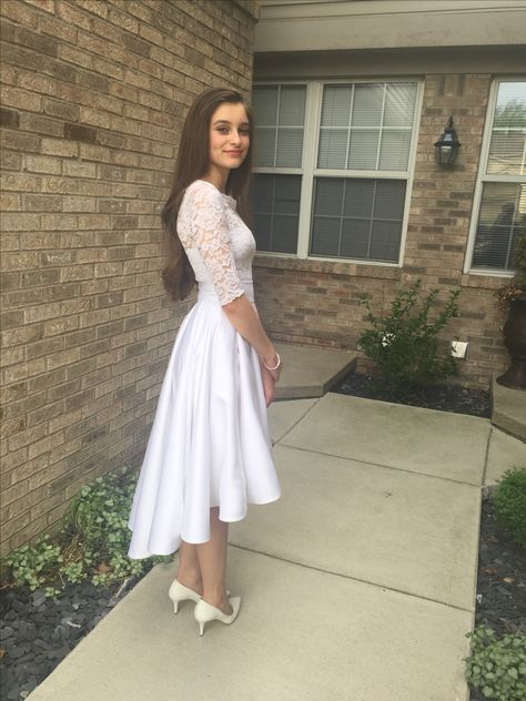 Confirmation dress Confirmation Dresses White, Modest White Dress, Confirmation Dresses, White Prom, Plum Dress, High Low Prom Dresses, 파티 드레스, White Prom Dress, Lace Prom Dress