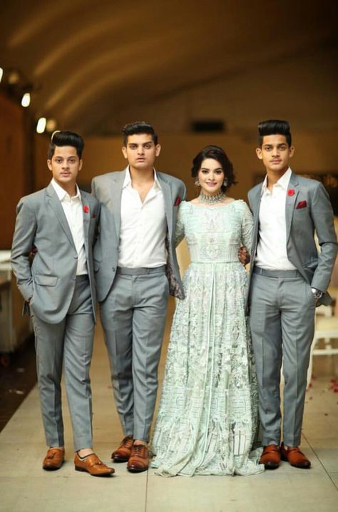 #minal_and_brothers Groom’s Brother Outfit, Sister Wedding Dress Indian Men, Engagement Mens Wear, Men Suits For Sisters Wedding, Bride Photoshoot With Brother, Groom Brother Outfit Indian Wedding, Wedding Photos With Brothers, Reception Wear For Men, Wedding Outfit For Brother Of Bride