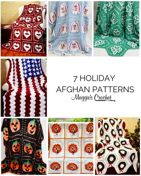 4th of July Crochet Patterns – Maggie's Crochet Afghans Crochet, Crochet Blanket Afghan, Crochet Blocks, Holiday Crochet, Afghan Patterns, Crochet Afghans, Thick Yarn, Holiday Patterns, Circular Knitting Needles