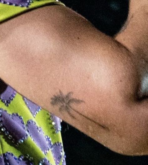 Harry Styles Palm Tree Tattoo, Harry Core, Harry Styles Tattoos, Harry Styles Nails, Palm Tattoos, Palm Tree Tattoo, Tree Tattoo, Tattoos Ideas, Maple Leaf Tattoo