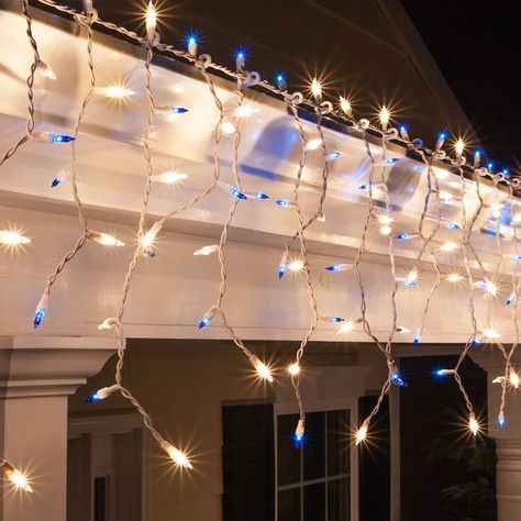 The Holiday Aisle Mini Icicle Light & Reviews | Wayfair White Outdoor Christmas Lights, White Wire Christmas Lights, Wire Track Lighting, Warm White Christmas Lights, Icicle Christmas Lights, White Christmas Lights, Track Lighting Kits, Icicle Lights, Wire Lights