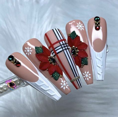 Christmas Nail Designs Acrylic, December Nails, Winter Nails Acrylic, Cute Christmas Nails, Christmas Nails Easy, Christmas Gel Nails, Acrylic Nails Coffin Pink, Christmas Nails Acrylic, Winter Nail Art