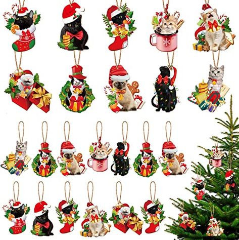 AmazonSmile: 40 Pcs Christmas Cat Ornament Set Xmas Decor Tree Hanging Cat Wooden Holiday Decoration Cute Cat Ornaments for Christmas Tree Outdoor Hanging 2022 Christmas Ornaments : Home & Kitchen Christmas Tree Outdoor, Ornaments For Christmas Tree, Ornaments For Christmas, Cat Christmas Ornaments, 2022 Christmas, Christmas Gift Decorations, Xmas Decor, Christmas Cat, Cat Ornament