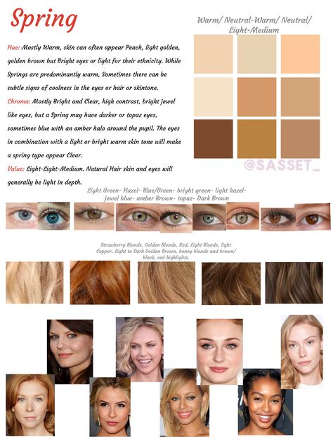 Light Spring Brown Hair, Best Hair Colors For Spring Skin Tone, Light Spring Skin Tone, Light Spring Eyes, Hair Color For Spring Skin Tone, Warm Spring Color Analysis, Spring Skin Tone, Clear Spring Palette, Warm Spring Color Palette