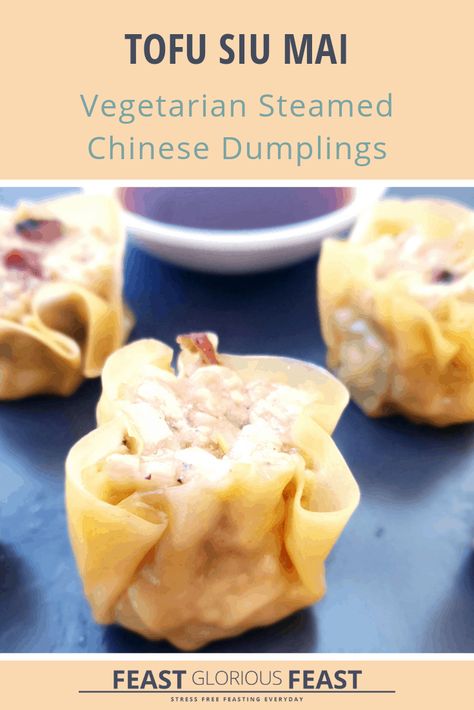 My Tofu Siu Mai (shumai) are a vegetarian version of the classic pork sui mai dumplings.  Flavoured and minced tofu is wrapped in ready made wonton wrappers and simply steamed. Easy, delicious and fun to make, they're perfect to batch make and freeze too. #chinesedumplings #tofudumplings #vegetariandumplings #wontonwrapper #steamedumplings #dimsum #yumcha #chinese #asian #feast Sui Mai, Bamboo Steamer Recipes, Asian Feast, Vegetarian Dim Sum, Vegetarian Dumplings, Steamed Dumpling, Vegetarian Asian, Siu Mai, Steamed Dumplings