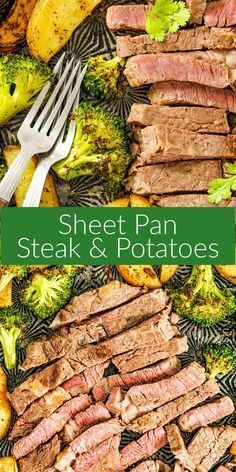 This no fuss, easy Sheet Pan Steak and Potato Dinner from New South Charm is everything you love about a delicious steak dinner cooked in one pan. Juicy tender steak served with crispy potatoes and roasted broccoli is a dinner your family will be asking you to make on repeat. Sheet Pan Steak, Steak And Broccoli, Broccoli And Potatoes, Delicious Steak, Pan Steak, Potatoes In Oven, Steak Potatoes, Broccoli Bake, Potato Dinner