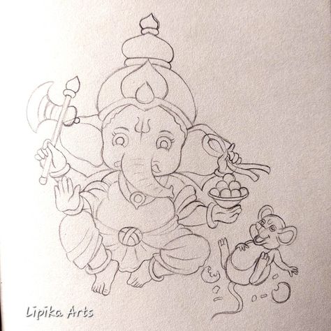 Ganesha Drawing, Ganesh Art Paintings, Easy Cartoon Drawings, Pencil Sketch Images, Easy Love Drawings, Drawing Drawing, Cute Doodles Drawings, Book Art Diy, Mandala Design Art