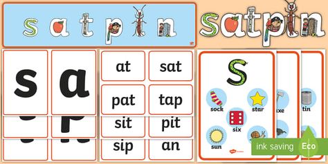 You can use this fantastic SATPIN Display Pack to introduce and practise the first six SATPIN sounds with your students. The resource is great for helping students recognise key words and objects that begin with key sounds 'S', 'A', 'T', 'P', 'I', 'N'. Learn and reinforce these objects with word cards, or use the SATPIN display poster in your classroom to provide a handy reference tool for pupils to work from. Colourful and versatile, this SATPIN display pack is an ideal way of te Phonics Display Ks1, Primary English Teaching, Working Wall Display, Phonics Reading Activities, Phonics Display, Literacy Display, Phonics Flashcards, Early Childhood Activities, Display Lettering