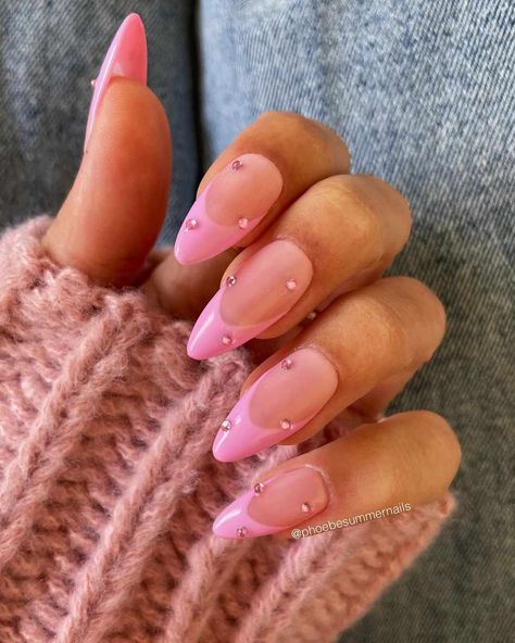 Pink French Tip Nails, Pink Tip Nails, Pink French Tip, Fail Nails, Pink French Nails, Baby Pink Nails, Medium Coffin, Pink Glitter Nails, Romantic Nails