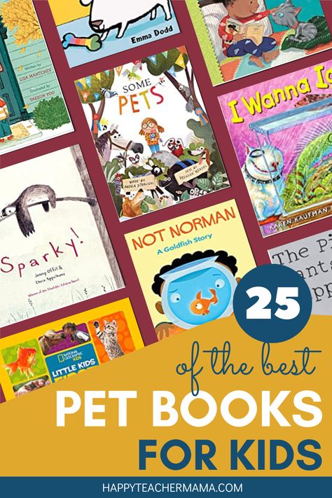 Your animal-loving kids are bound to fall in love with the top 25 books about pets for kids of all ages. Do you have kindergarteners or preschoolers who really want a pet? These pet books are the perfect way to introduce the most common pets and how to care for them the right way. There are also several children's picture book titles that include unusual pets like sloths, unicorns, dragons, trees, and even a rock. Books About Pets Preschool, Pets For Kids, Unusual Pets, Vip Kid, Elementary Curriculum, Happy Teacher, National Geographic Kids, Read Aloud Books, Teaching Techniques