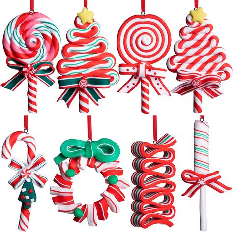 PRICES MAY VARY. Perfect decorations:Our Christmas tree hanging ornaments are designed in various candy shapes,exquisite color and shape matching, looks like real candy.Sweet lollipop ornaments very in line with the Christmas theme,bring a warm and cheerful Christmas atmosphere to your home Package include:You will get 8 pieces different style Christmas lollipop ornaments,you can combine these different ornaments together,quantity and style meet your daily decoration needs. Material :These Chris Christmas Candy Ornaments, Lollipop Ornaments, Rainbow Lollipops, Christmas Lollipops, Candy Ornaments, Ornaments For Christmas, Polymer Clay Ornaments, Christmas Hanging Decorations, Christmas Hanging