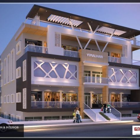 Mall Front Elevation, Shopping Mall Design Plan, Shopping Complex Elevation, Small Shopping Mall Design, Showroom Design Exterior, Commercial Complex Elevation, Commercial And Residential Building, Shop Elevation, Commercial Building Plans