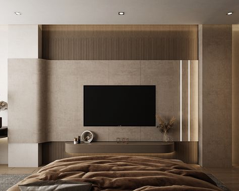 MASTER ROOM INTERIOR DESIGN :: Behance Tv Corner, Lcd Wall, Double Height Living Room, Living Room Contemporary, Interior Design Behance, Bedroom Tv Wall, Tv Unit Design Modern, Tv Panel, Dressing Table Design