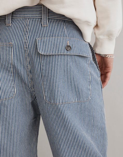 Men’s Trousers, Nice Mens Outfits, Men’s Pants, Mens Striped Pants, Battle Pants, Mens Baggy Pants, Japanese Menswear, Mens Pants Fashion Casual, Madewell Style